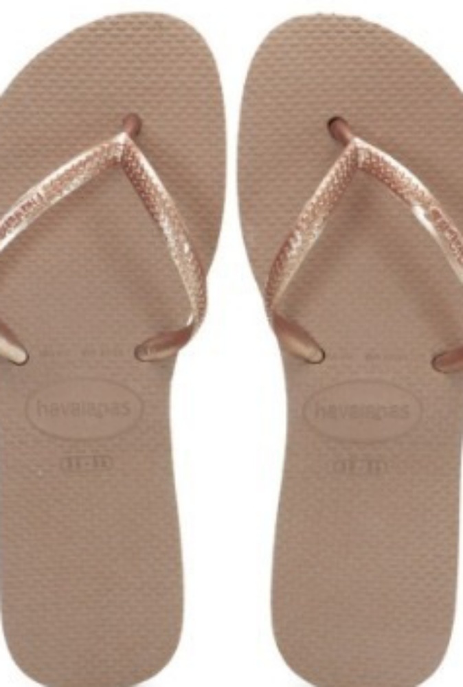 🆕Havaianas Flat Beach Flip Flop Sandals Rose Gold - Picture 3 of 7